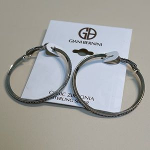 Giani Bernini Sterling Silver Cubic Zirconia Hoop Earrings New